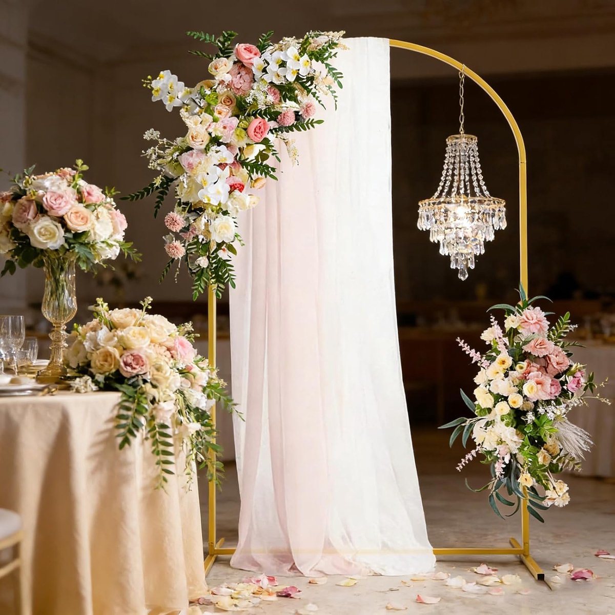 achtergrond standaard gouden trouwboog bruiloft huwelijksboog frame voor verjaardagsfeest bruiloft ceremonie bruidsdouche jubileum viering studio achtergrond decoratie 2,2 m