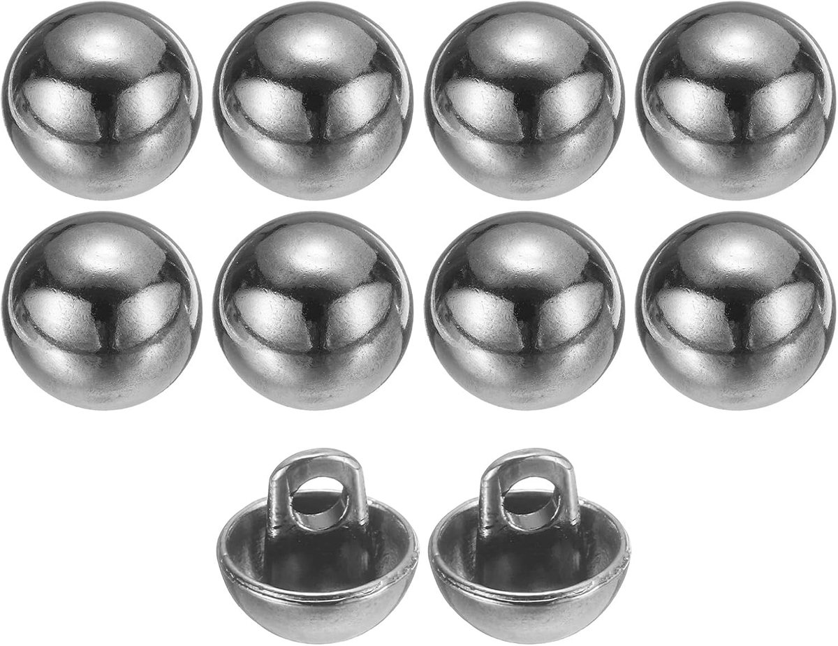 10 stuks 14L Metalen Ronde Platte Naaiknopen 9mm 11/32" Single Gat Handwerk Vervangingsknop voor Mannen Vrouwen Pak Wollen Jas Shirt Broek Naaien Ambachten, Zilver