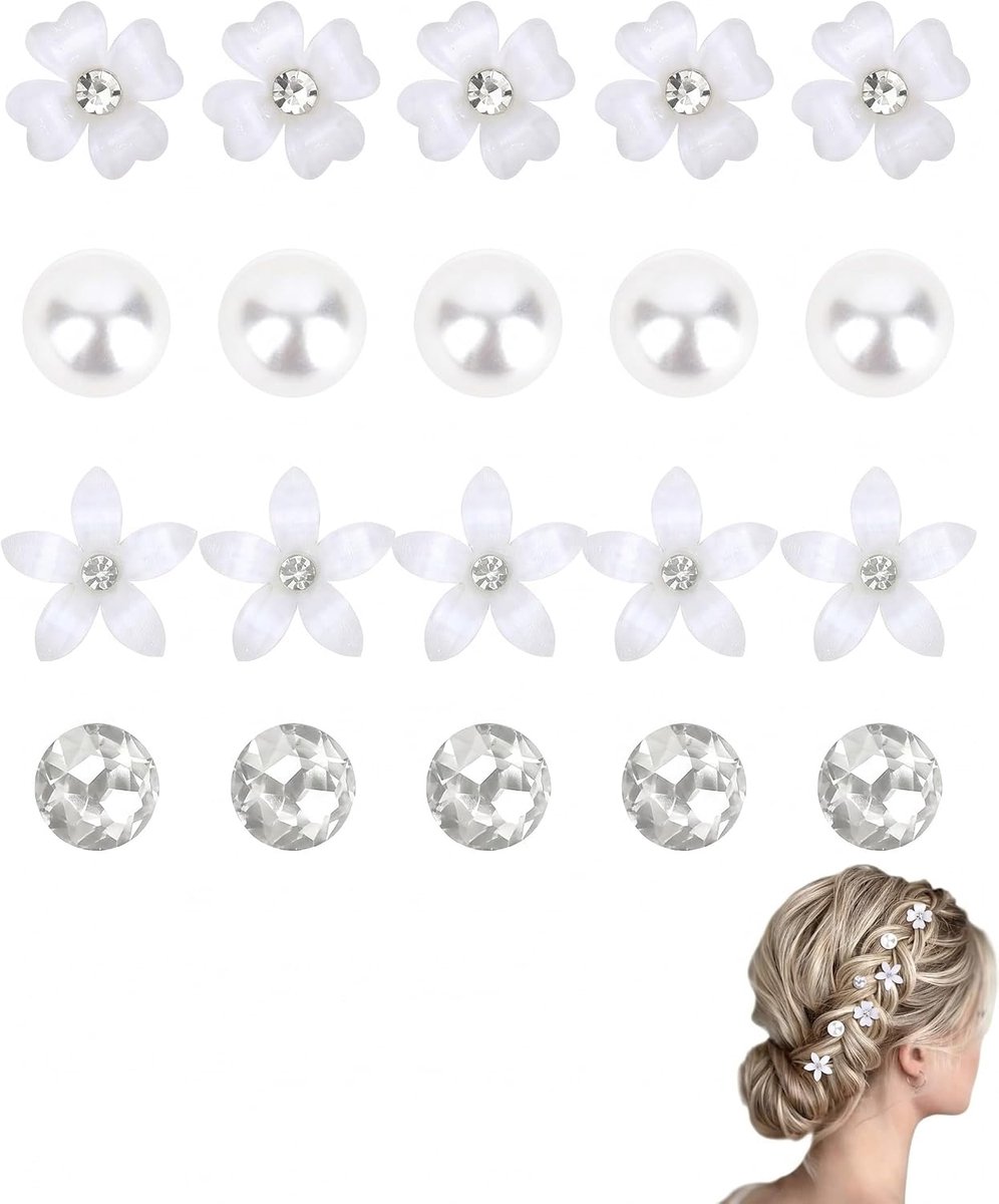 Haarspelden met parels en bloemen voor bruiloft, bruid en meisjes, elegant haarsieraad voor feestelijke gelegenheden en communie
