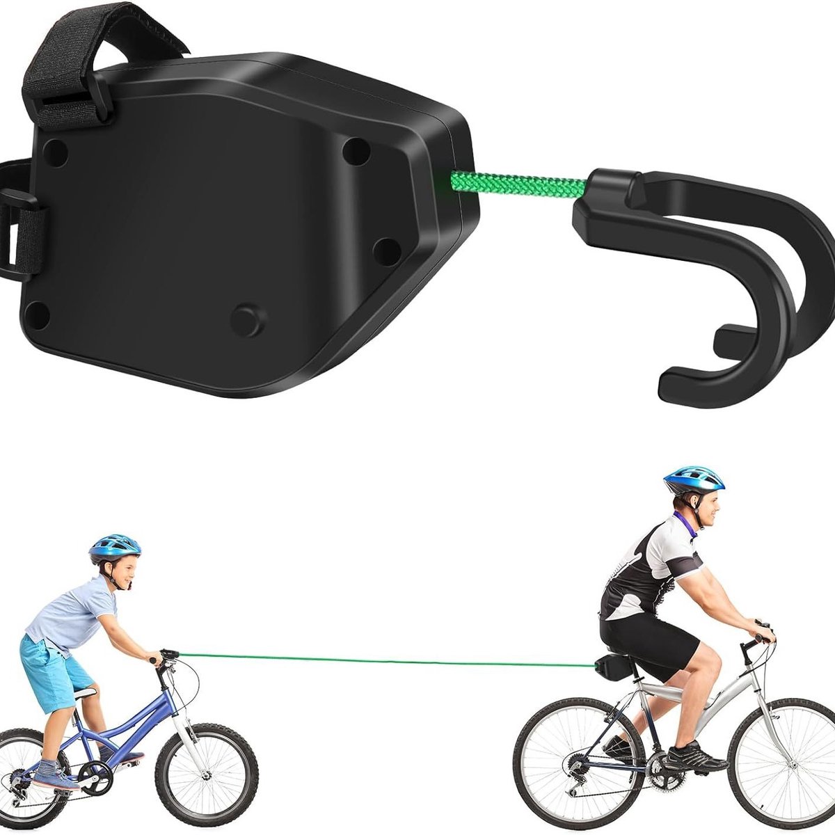 Fietstouw - Telescopisch fietstouw - 2,5 m lang kinderfietstouw - Mountainbiketouw - Geschikt om kinderen mee te slepen - Zwart