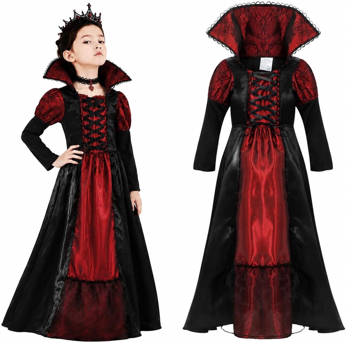 vampierkostuum voor meisjes, Victoriaanse vampierenkoningin, Noble Middeleeuwse koningin, Halloween aankleden