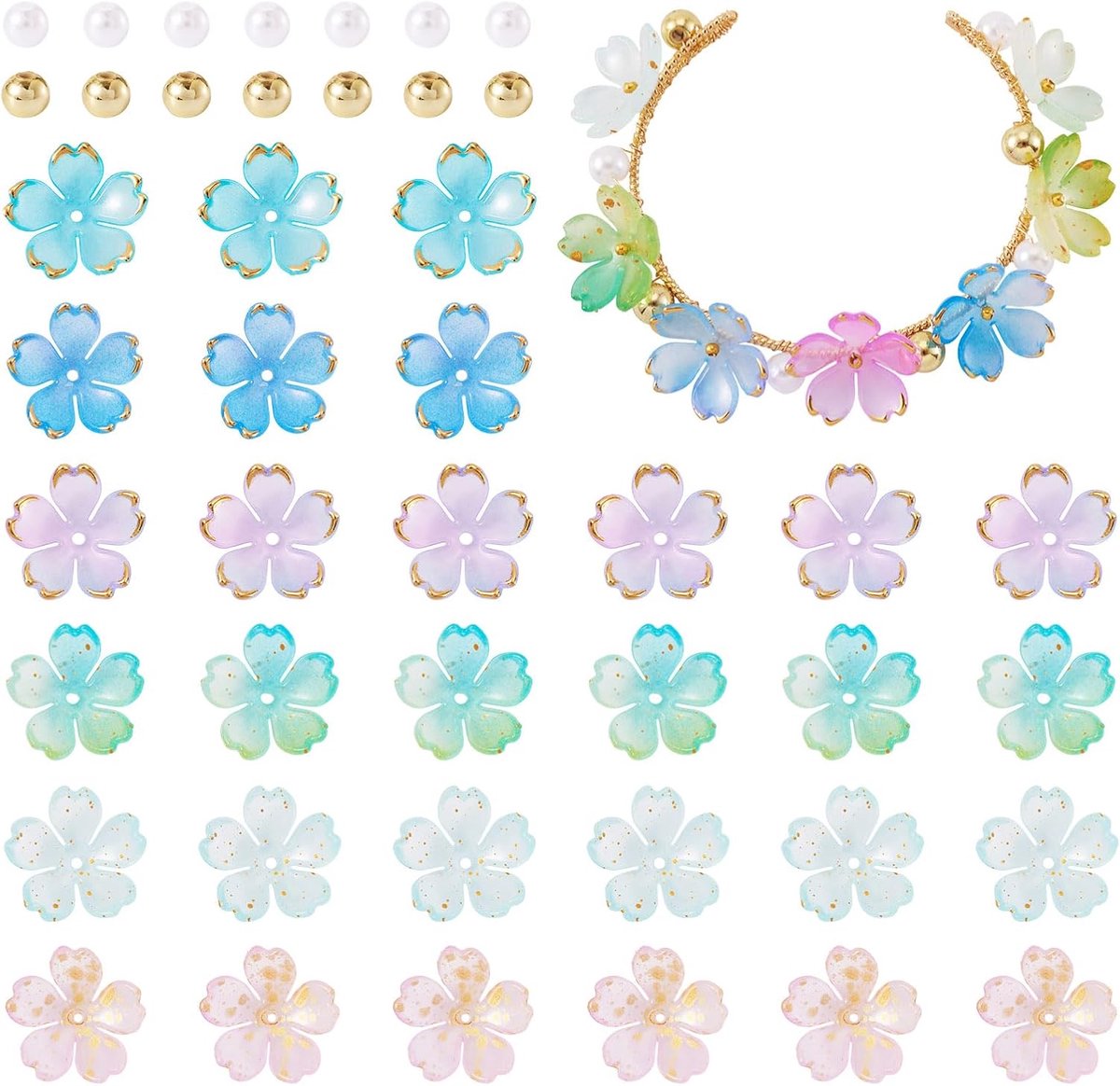 Kralen Caps Kleurrijke Sakura Losse Kralen Bloemen Spacer End Caps Kralen Voor Lente Armband Bengelen Oorbel Sieraden Maken