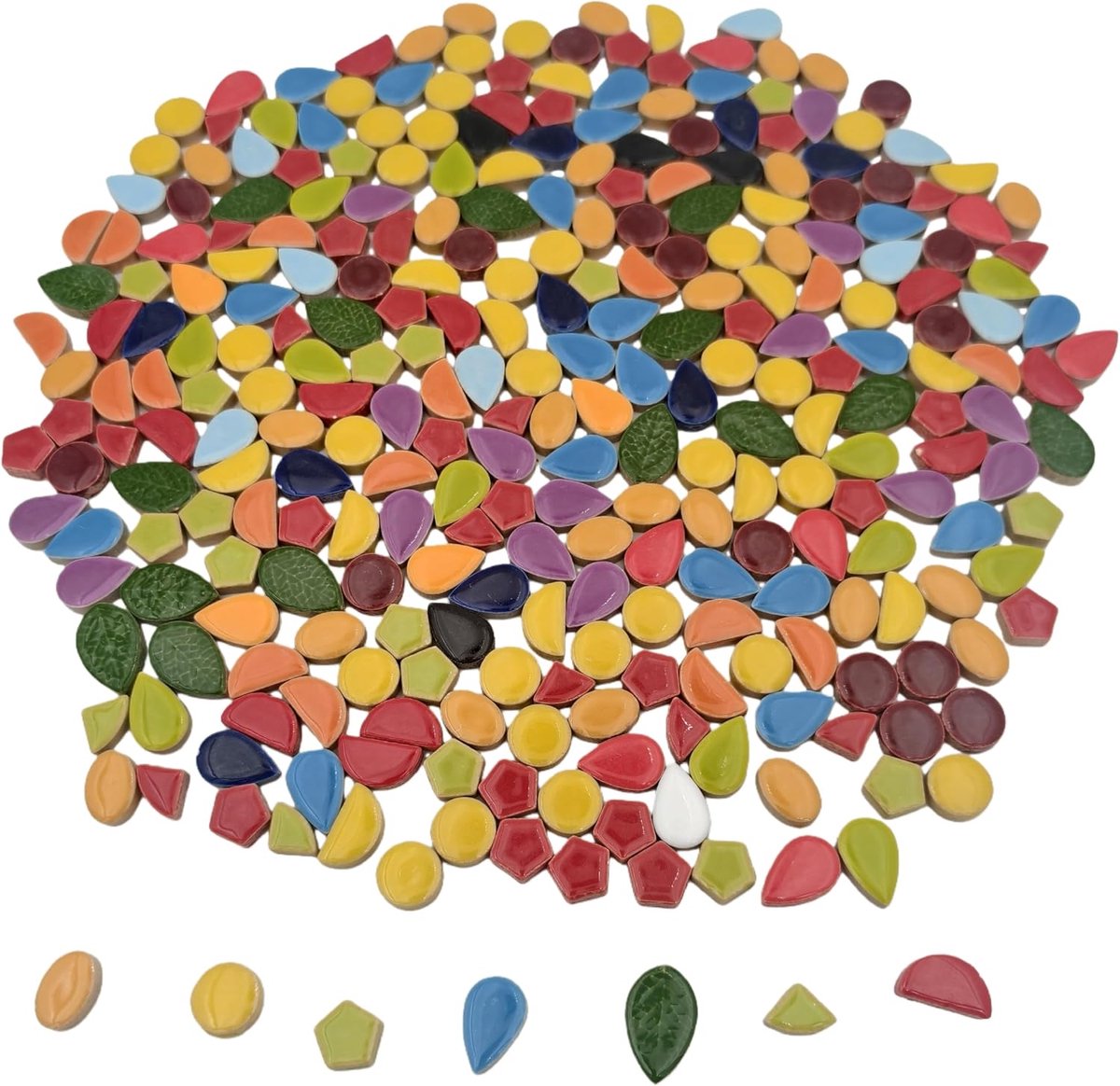 Mozaïektegels, doe-het-zelf, creatieve keramische mozaïektegels voor knutselplaten, bloempotten, vazen, kopjes, mozaïekmaken (7 vormen gemengd)