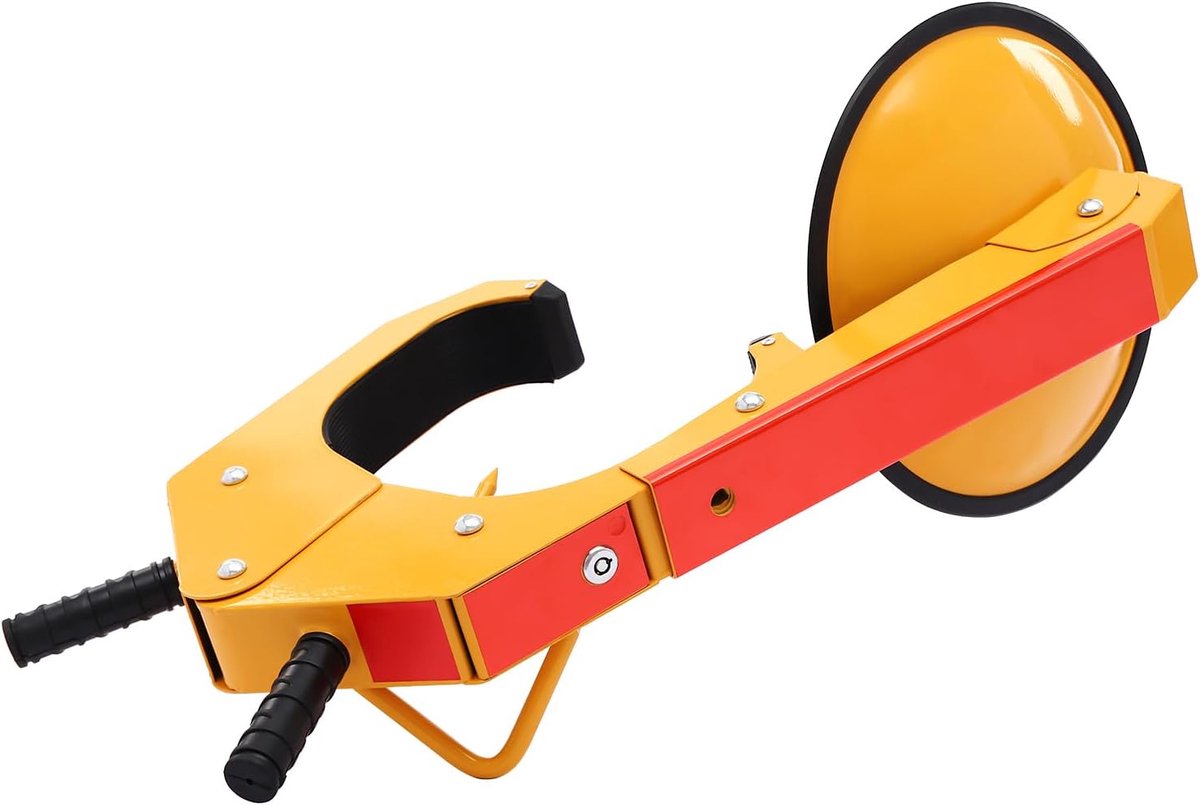wielklem, aanhanger, wielslot, bandenklauw, diefstalbeveiliging voor auto's, caravans, aanhangers, pvc-bescherming, anti-boorslot, rood/geel