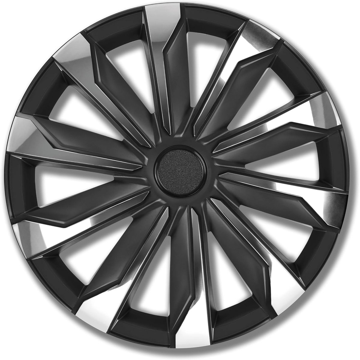 Wieldoppen/wieldoppen, 4 stuks, auto, motorvoertuig, typhoon, ABS-kunststof in zwart/zilver