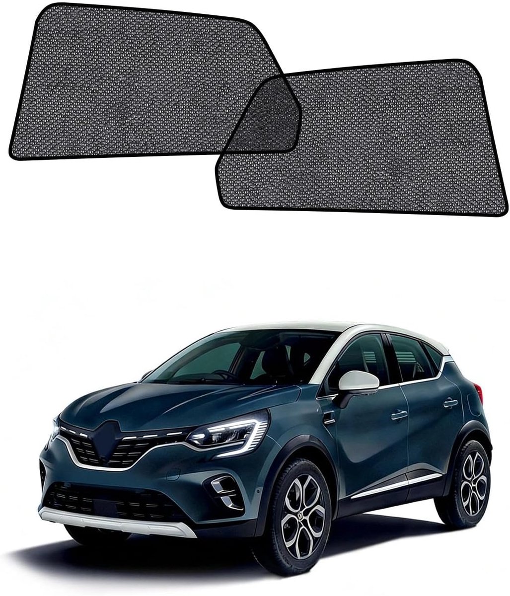 Autozonwering voor Renault Captur II (2019-2026), zonneschermen voor achterste zijramen, ademend, uv-bescherming en warmte-isolatie, dubbele bescherming voor baby's, huisdieren, set van 2