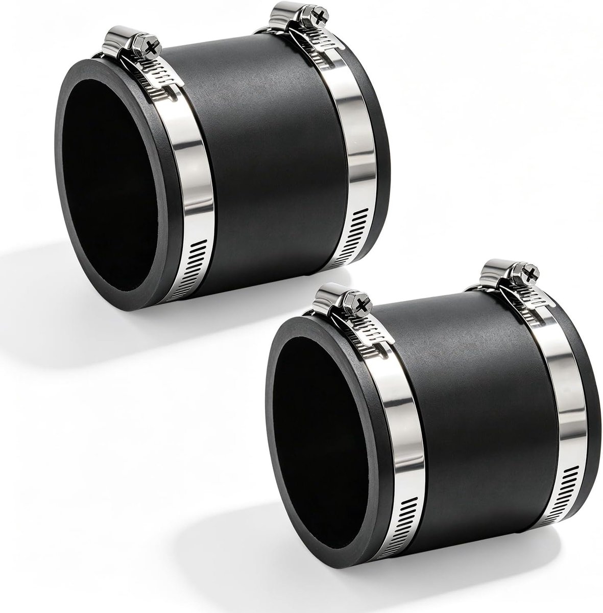 2 stuks 63 mm flexibele rubberen , elastomeer flexfittings, manchet connector met roestvrijstalen klemmen, buismanchetten, verbindingsstuk