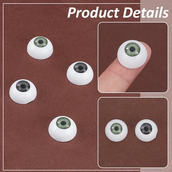 PandaHall 2 paar acryl oogbol realistische ogen menselijke ogen halve ronde pop beer ambachtelijke ogen 18mm oogballen maken plastic oogballen voor pop pluche Halloween feest decor groene en grijze van PandaHall — afbeelding 3