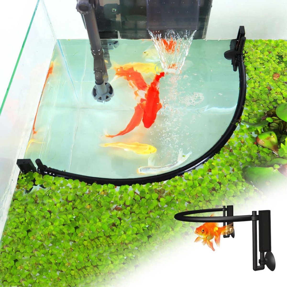 Drijvende Planten Corral, Cirkelvormige Drijvende Plantenomheining, Aquarium Voederring Accessoires, In Hoogte Verstelbaar met Waterstand Voor het Opvangen van Drijvende Planten (B)