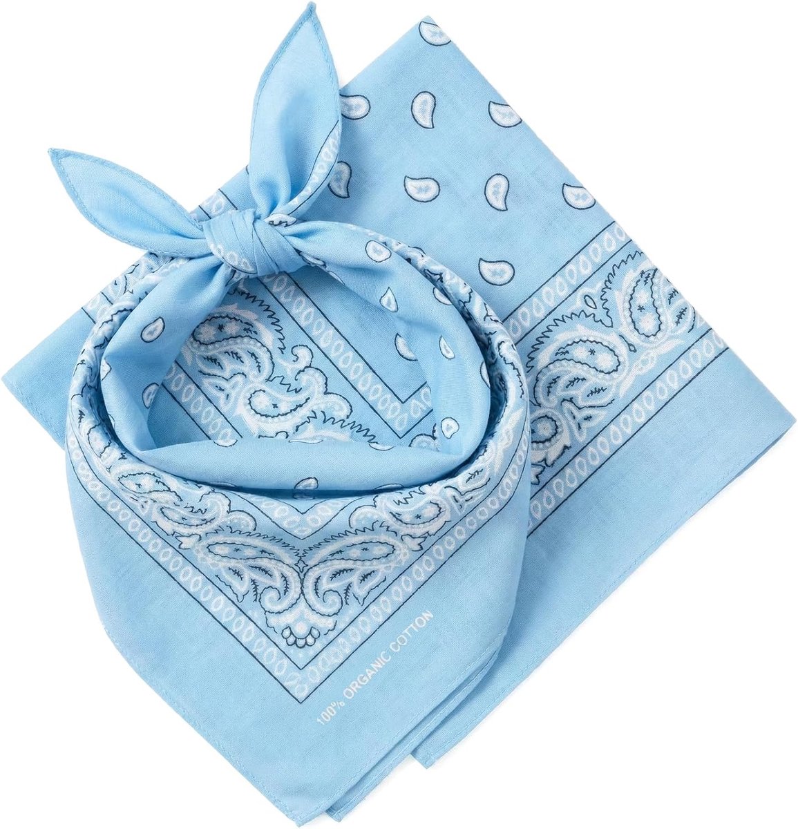 Bandana - 100% katoen en natuurlijke vezels - bandanasjaal zonder polyester - voor dames en heren - uniseks en kinderen - 2 stuks