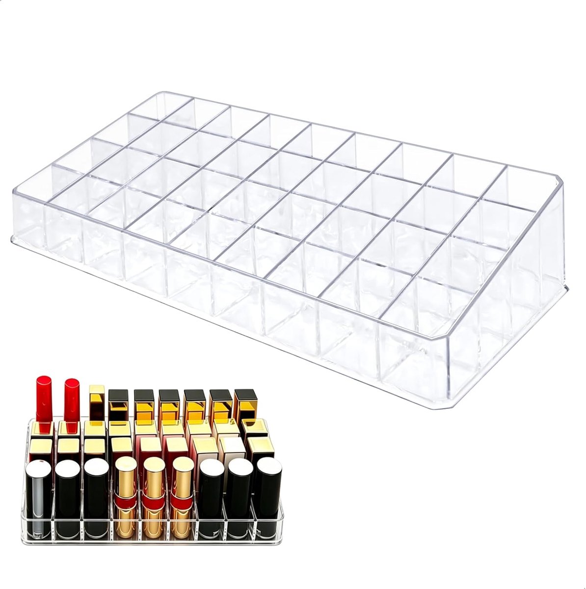 36 vakken, acryl, opslag, make-up, lippenstift, transparant, opslag, lippenstift, organizer, make-up voor make-uptafel en badkamer, 1 stuk