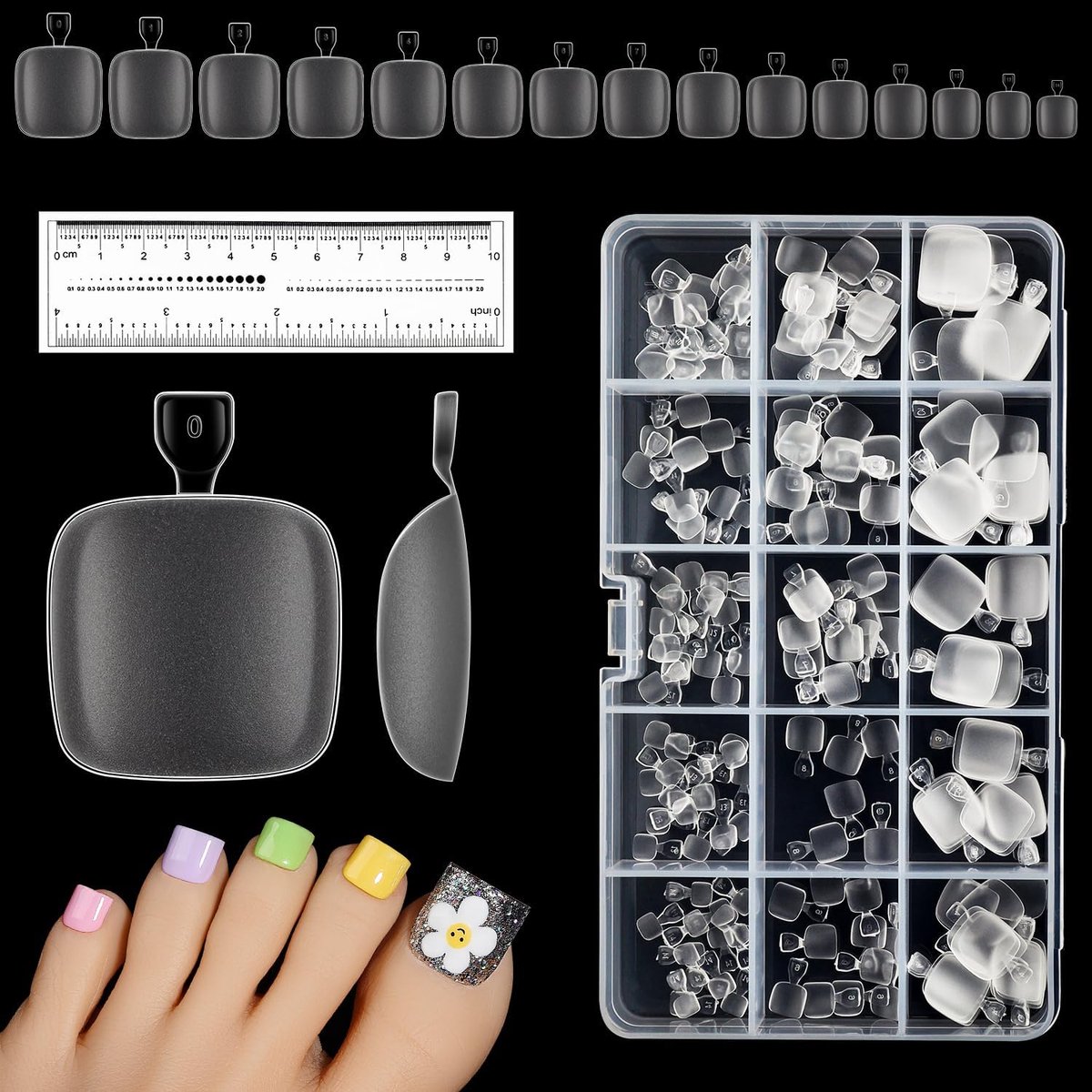Kunst Teennagels 240 Stuks 15 Maten Zachte Gel Tips Volledige Dekking Teennagel Kunstnagels Teennagel Tips Duidelijke voor Beginners Nagelstudio - 019