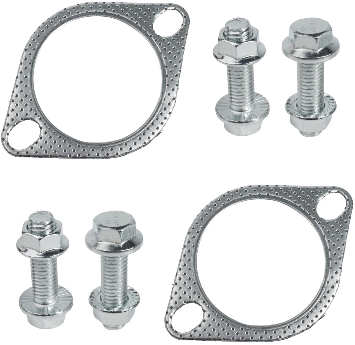Pakkingen 45 mm (1,75 inch) Uitlaatflenspakkingen van 45 mm met 4 bouten en 4 moeren voor het aansluiten van de uitlaatpijp van een auto (54mm)