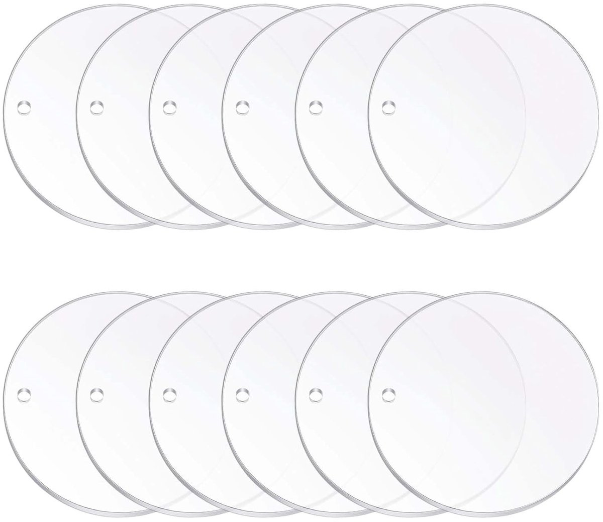 12 stuks 20 cm acrylplaat, transparant, rond, acrylplaat, transparant, rond, groot, dikke acrylschijf, perfect voor doe-het-zelf knutselprojecten, borden, fotolijsten, schilderijen en meer