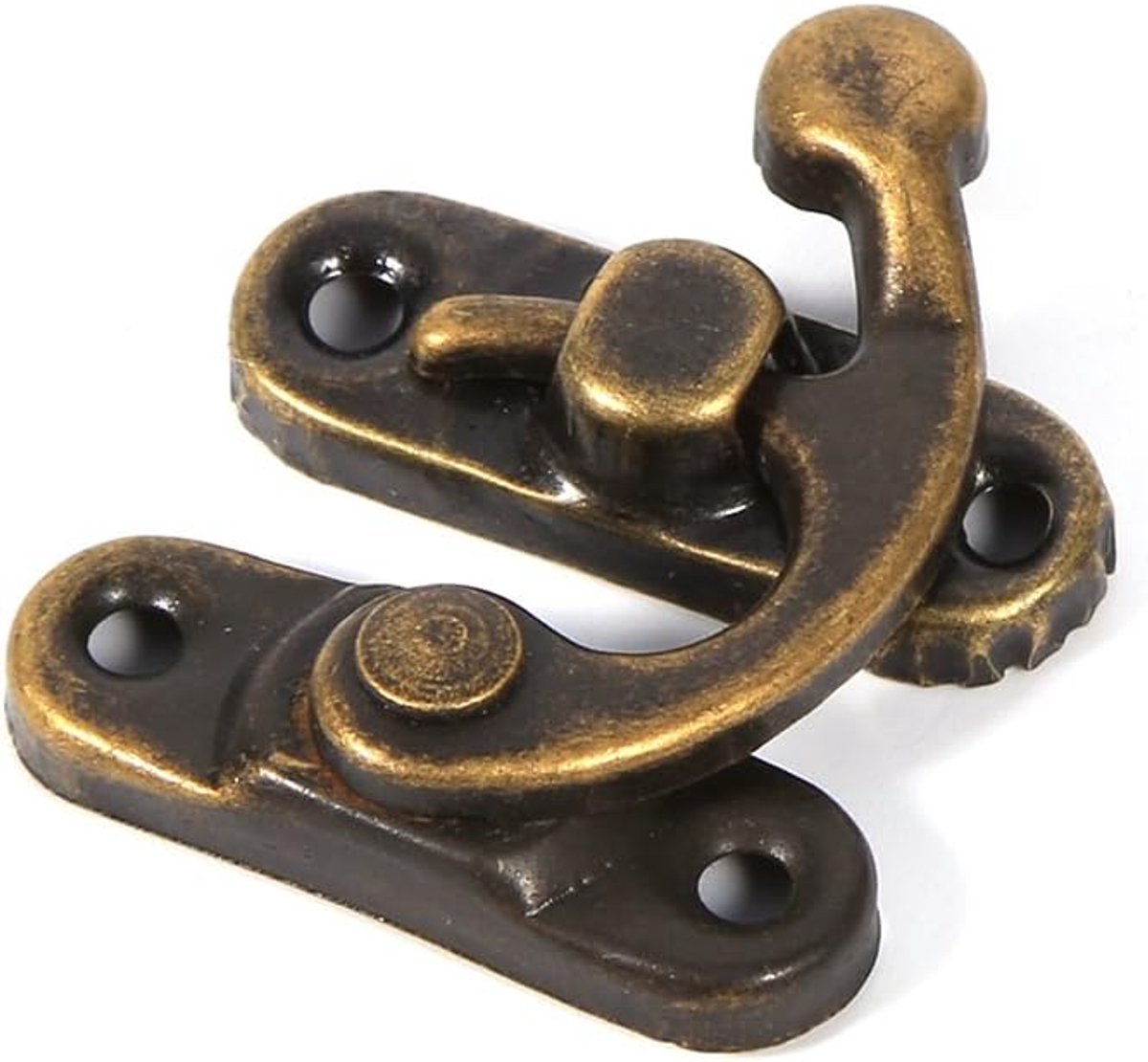 12st Sieraden Doos Klink Hasp Wijn Houten Doos Hasp Klink Haak Met Schroeven Solid Bronze Tone Antiek(L-Bronzen)