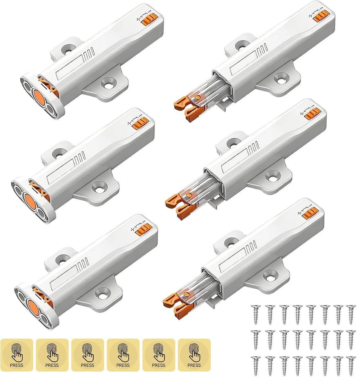 to Open deuropener 6 stuks drukopener kast heavy duty wit | Laden drukopener kastdeur 40N drukdeuropener druksnapper veer kliksluiting slot