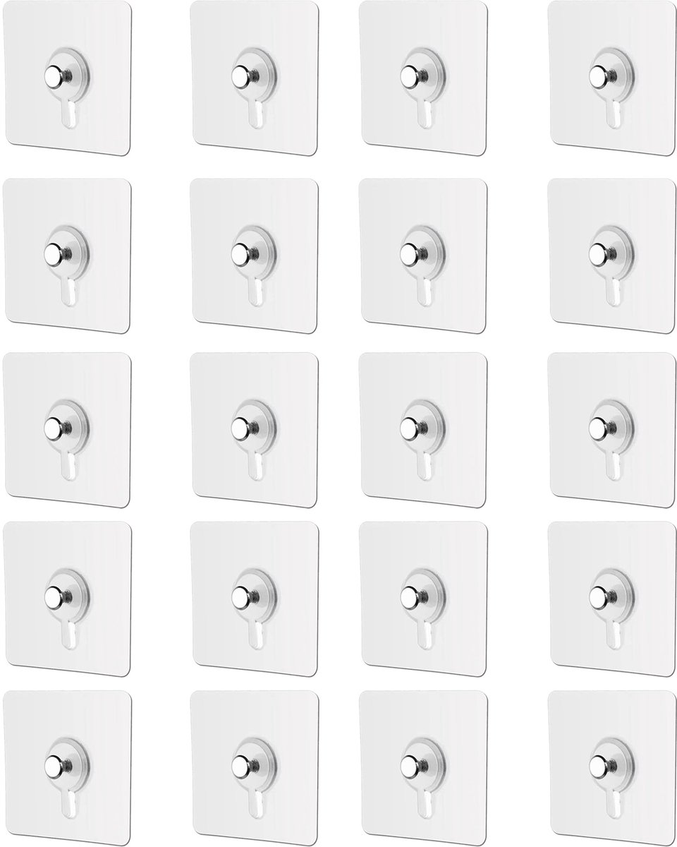 longziming -20 Stuks Zelfklevende Schilderijhangers – Ophanghaken Zonder Boren – Transparante Wandhaken Extra Sterk – RVS Fotohaken voor Schilderijen, Fotolijsten, Posters en Wanddecoratie