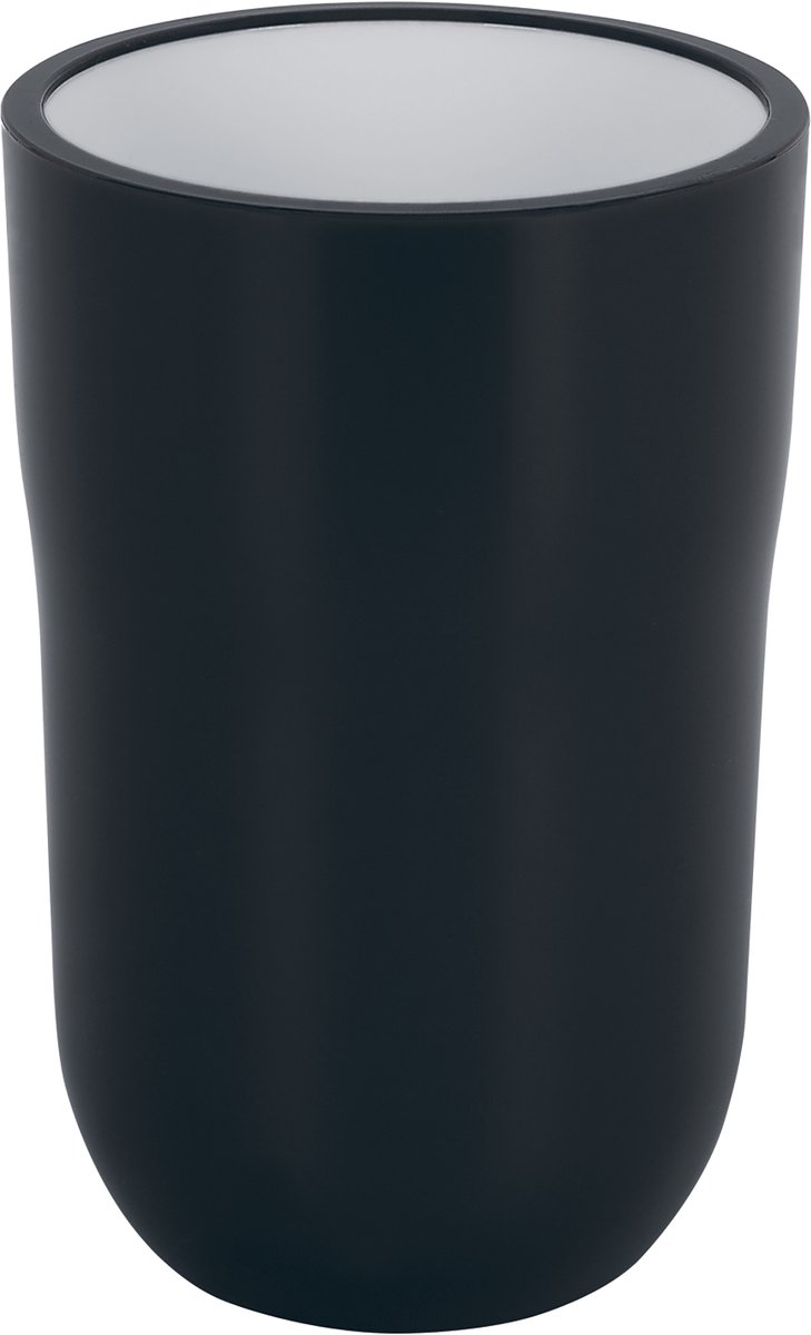 Spirella COCCO Tandenborstelhouder Beker - Tumbler Badkamer - Tandpasta Houder en Borstelhouder - Badkameraccessoires - Zwart - 7,5x11,5 cm