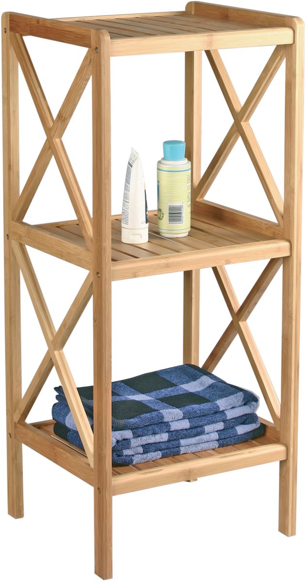 MSV Bamboe Badkamer Planchet – 3-Laags Badkamer Opbergrek voor Handdoeken en Accessoires – Badkamer Rek 36,5 cm