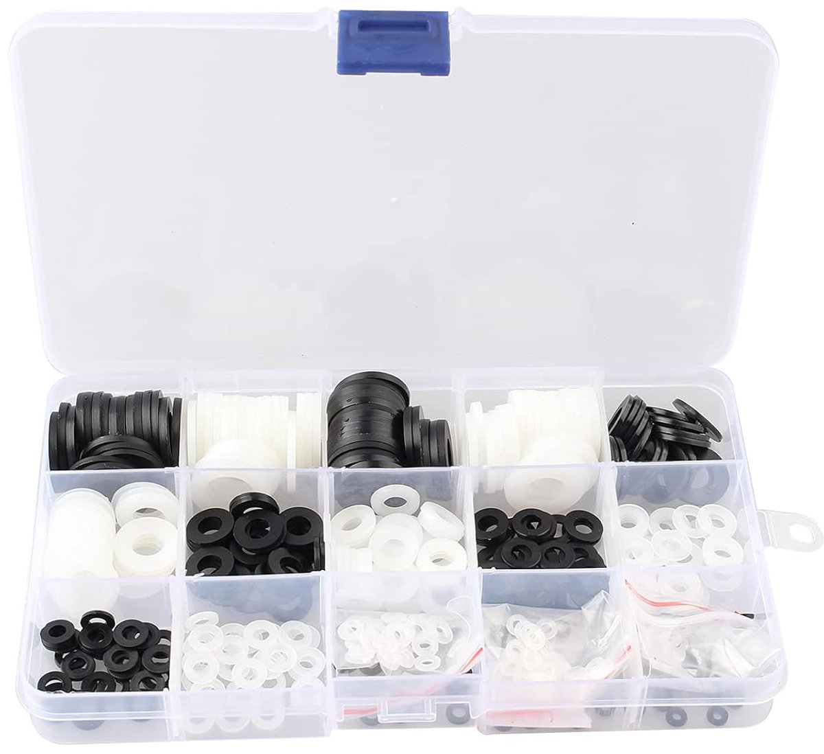 480 Stuks Witte Zwart Nylon Wasmachine Plastic Vlakke Wasmachine Nylon Pakking Ring Geassorteerde Isolerende Ronde Kunststof Spacer Ringen M2 M2.5 M3 M4 M5 M6 M8 M10 M12