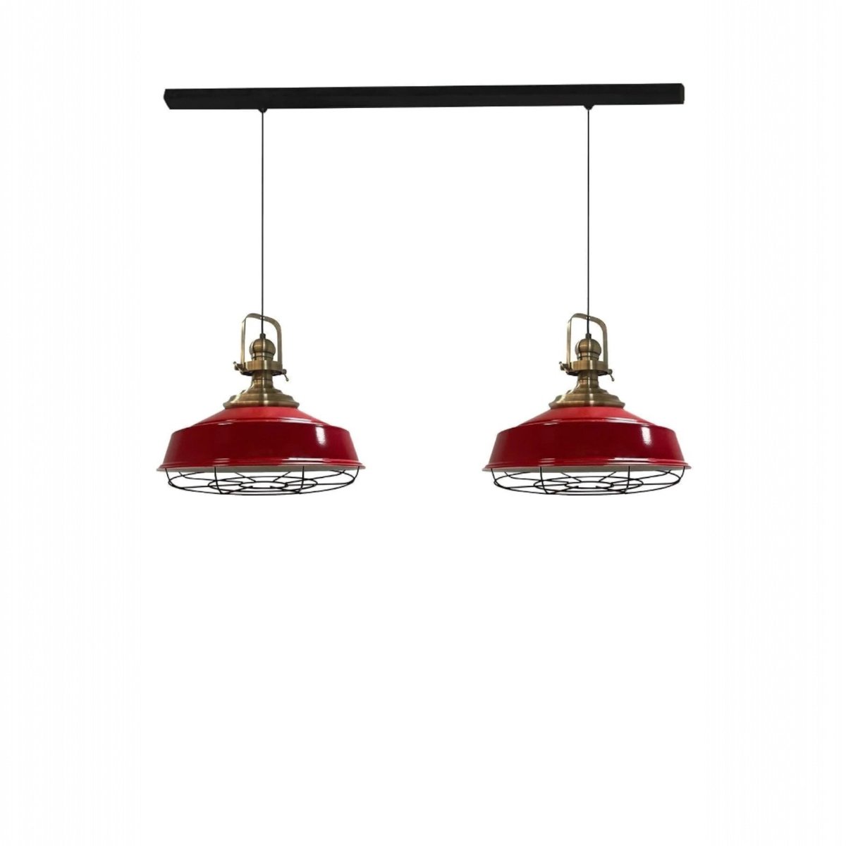 Bamyum Asletl hanglamp, industriële Modern stijl, Ø41 cm, rood metalen lamp