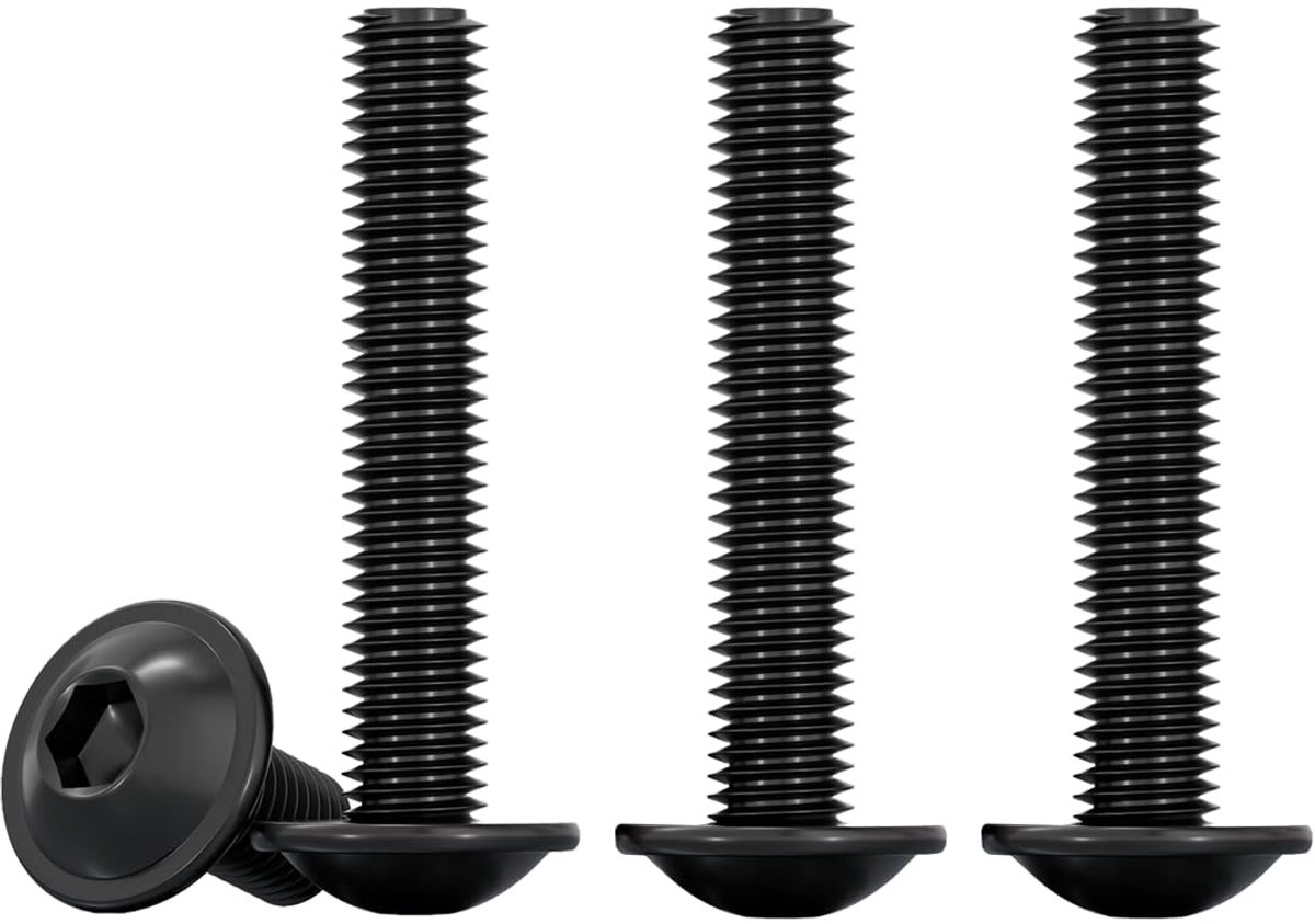 Holle zeskantige cilinderkopschroeven, M4 x 35 mm zeskantbout roestvrij staal A2 V2A metalen schroeven voor mechanische aansluitingen, zwart, 50 stuks