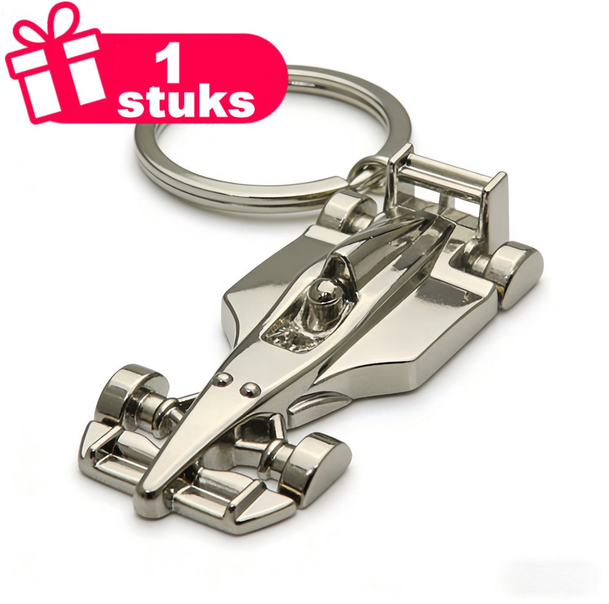 Decopatent - Premium Keychain - Formule 1 Sleutelhanger - Raceauto Sleutelhanger - Metalen F1 Auto Sleutelhanger - Motorsport Accessoire - Cadeau voor Formule 1 Fans - Zilverkleurig