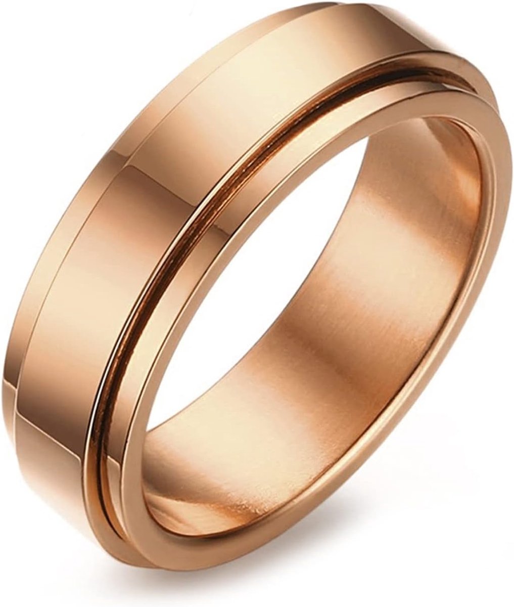 Fidget-ring, 6 mm spinner-ring voor dames, heren en kinderen, roestvrijstalen band, antistress-ringen, gepolijst, stressverminderende ring