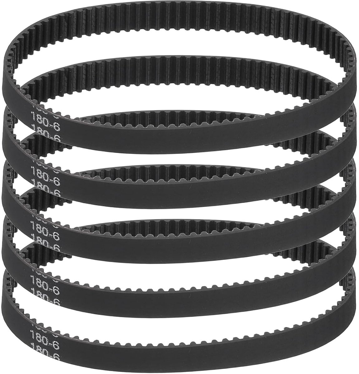180 mm GT-2 Distributieriem, 5 stuks 6 mm Breedte 2 mm Stap 3D Afdrukken GT-2 Distributieriem Gesloten Gesp Rubber, Zwart