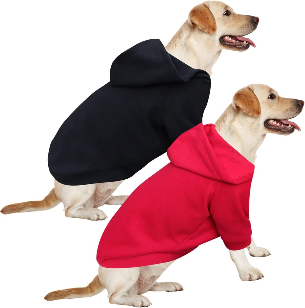 Hoodies Voor Honden Hond Sweatshirt Chihuahua Hoodie, Warm en Lichtgewicht, Elastisch Met Een Zachte Textuur, Gemakkelijk Te Dragen en Heldere Kleuren (2PCS Zwart+Rood, 4XL)