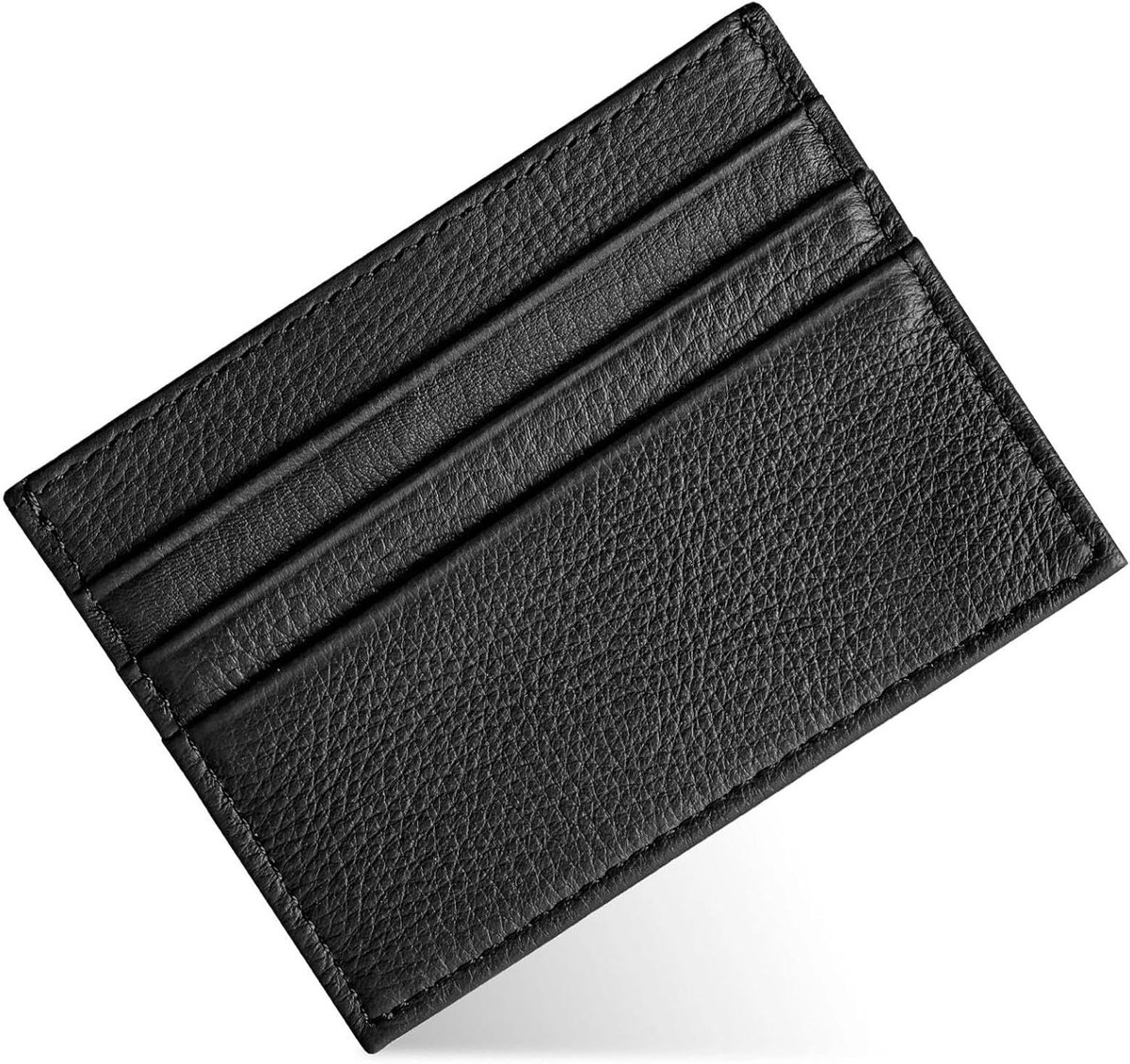 slanke portemonnee, kaarthouder van leer, 7 vakken, minimalistisch, platte portemonnee, kaarthouder voor mannen, creditcardhouder, RFID-blokkering, zwart