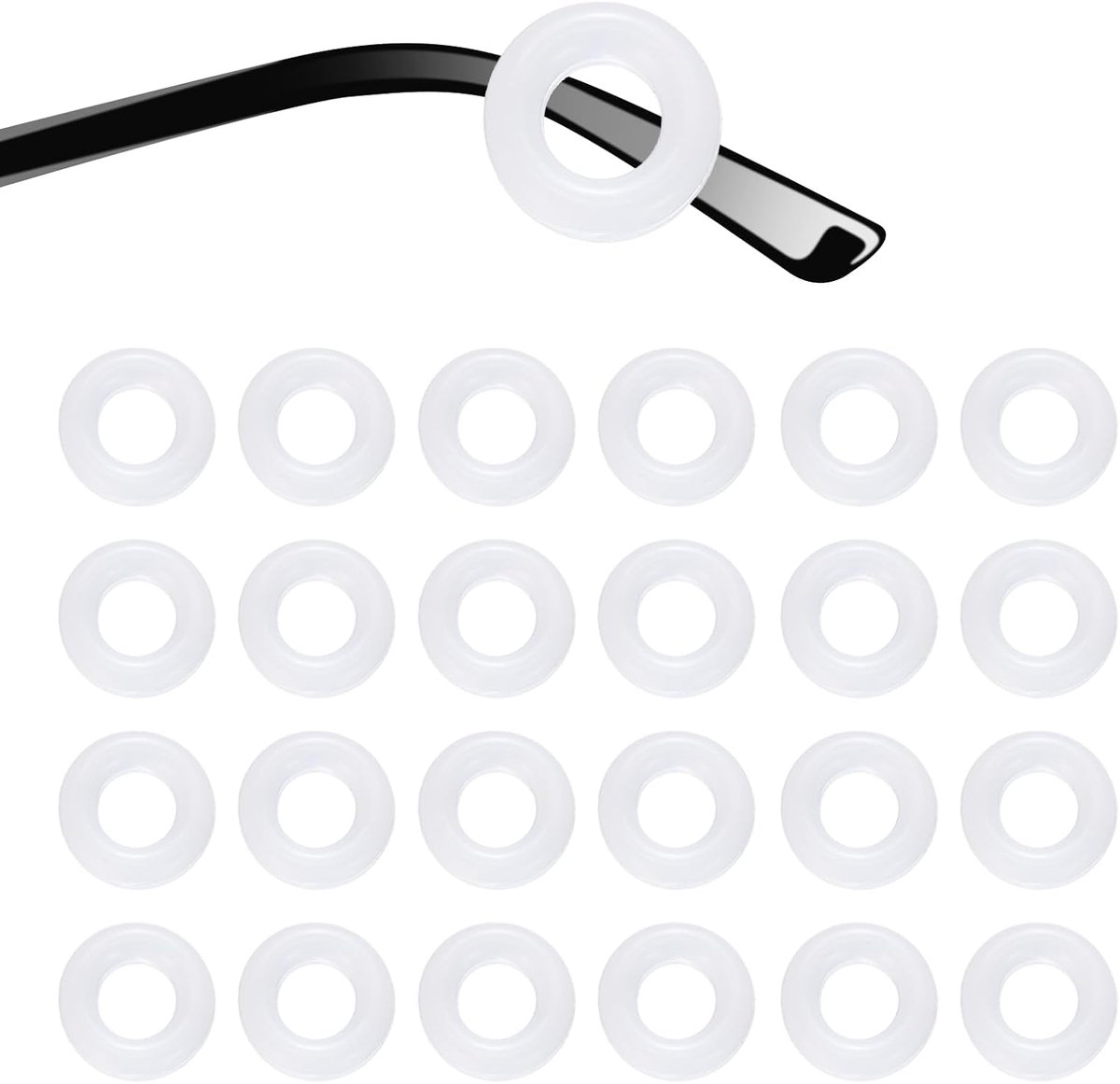12 Paar Oorgrip Bril 0.52" Type Ring Siliconen Antislip Haak Oor Houder Bril Mouw Voor Zonnebril Sport, Wit