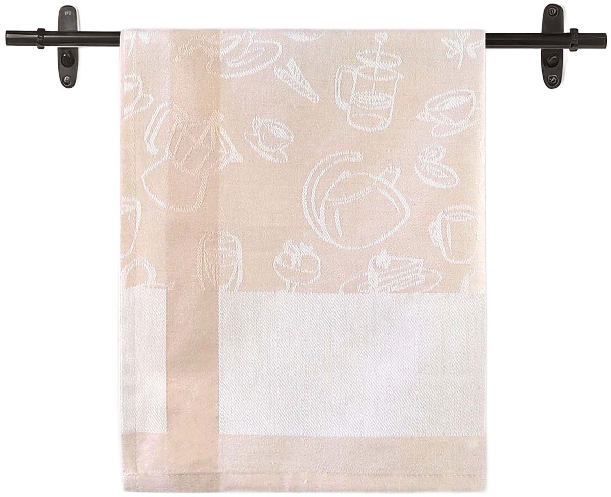 Skrzacik Luxe Keukendoek 50x70 cm - 100% Katoen Jacquard - Beige / Zandkleur - Sneldrogend & Hoge Vochtopname