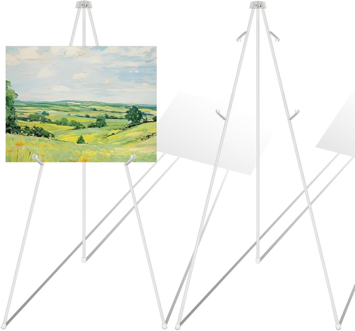 Ezelstandaard, 160 cm hoog, metalen posterezel, verstelbaar statief, tafel, kunst, canvas schilderij, display, in hoogte verstelbare schildersezel, kapbaar statief, bruiloft, tot 5 kg