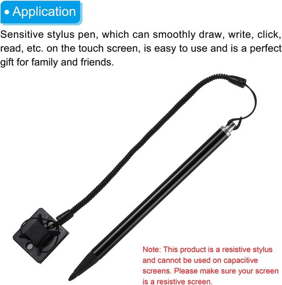 2 styluspen voor duurzame touchscreen, capacitieve stylus met veerweerstand voor navigatie GPS Pos, zwart — afbeelding 2