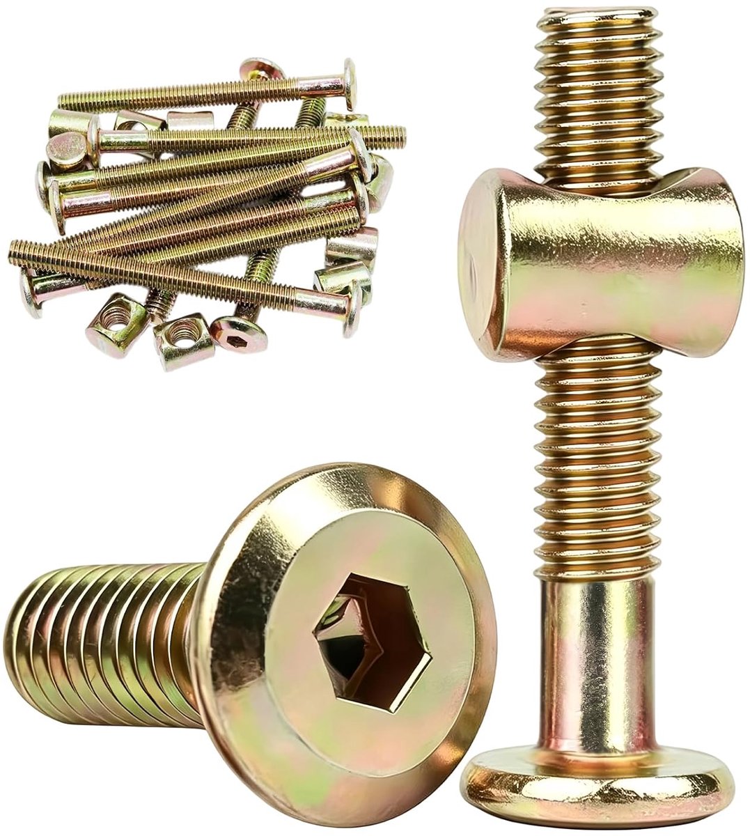 20 stuks meubelschroeven set, M6 x 70 mm verbindingsschroeven met moeren, hoogwaardige wieg schroeven voor bed, hoofdeinde, stoel, kast en diverse meubelmontage
