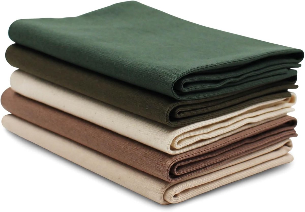 Stof, 0,25 m buisstof, 95% katoen, 5% elastaan, jersey keuze (naturel 3, set van 5)