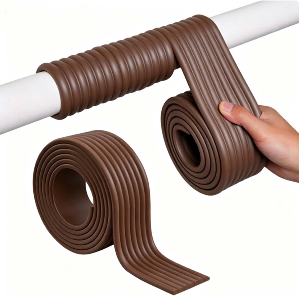 Buisisolatie, buisisolatie, zelfklevend, isolatie verwarmingsbuizen, hoge dichtheid verwarmingsbuis met zelfklevende geluidsreductie voor vorstbescherming in de winter (bruin)