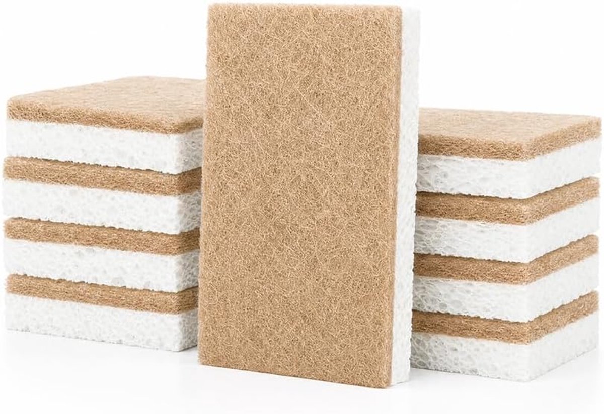 keukenspons, 8 verpakkingen, composteerbare cellulose spons, natuurlijke spons, biologisch afbreekbaar, krasbestendig, voor zware was