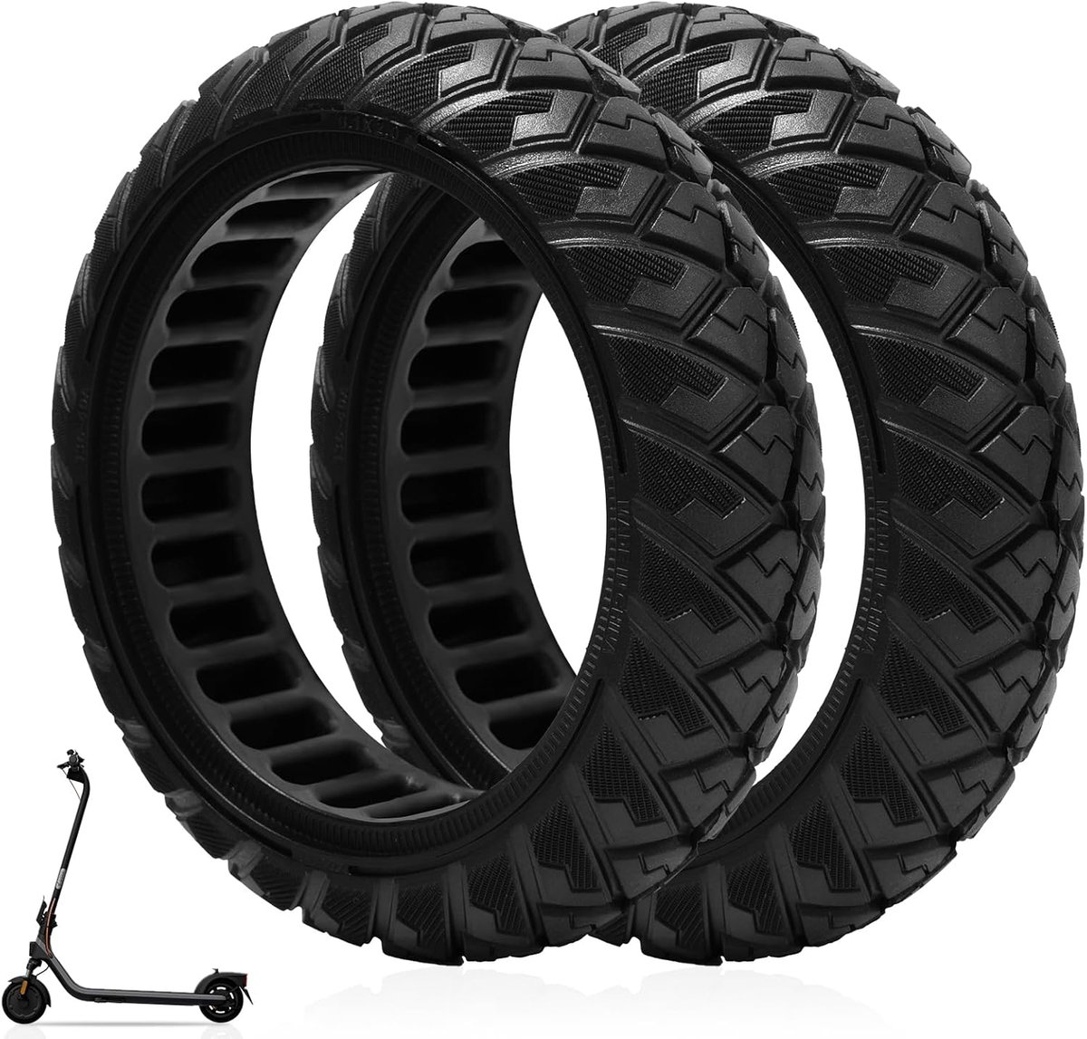 Banden 8,1" voor Elektrische Scooter Xiaomi 4 Go, Ninebot E2/E2 Plus, 8,1×2,0 Vervangende Scooter Banden, 2 Stuks Massieve Wielen voor Elektrische Scooter
