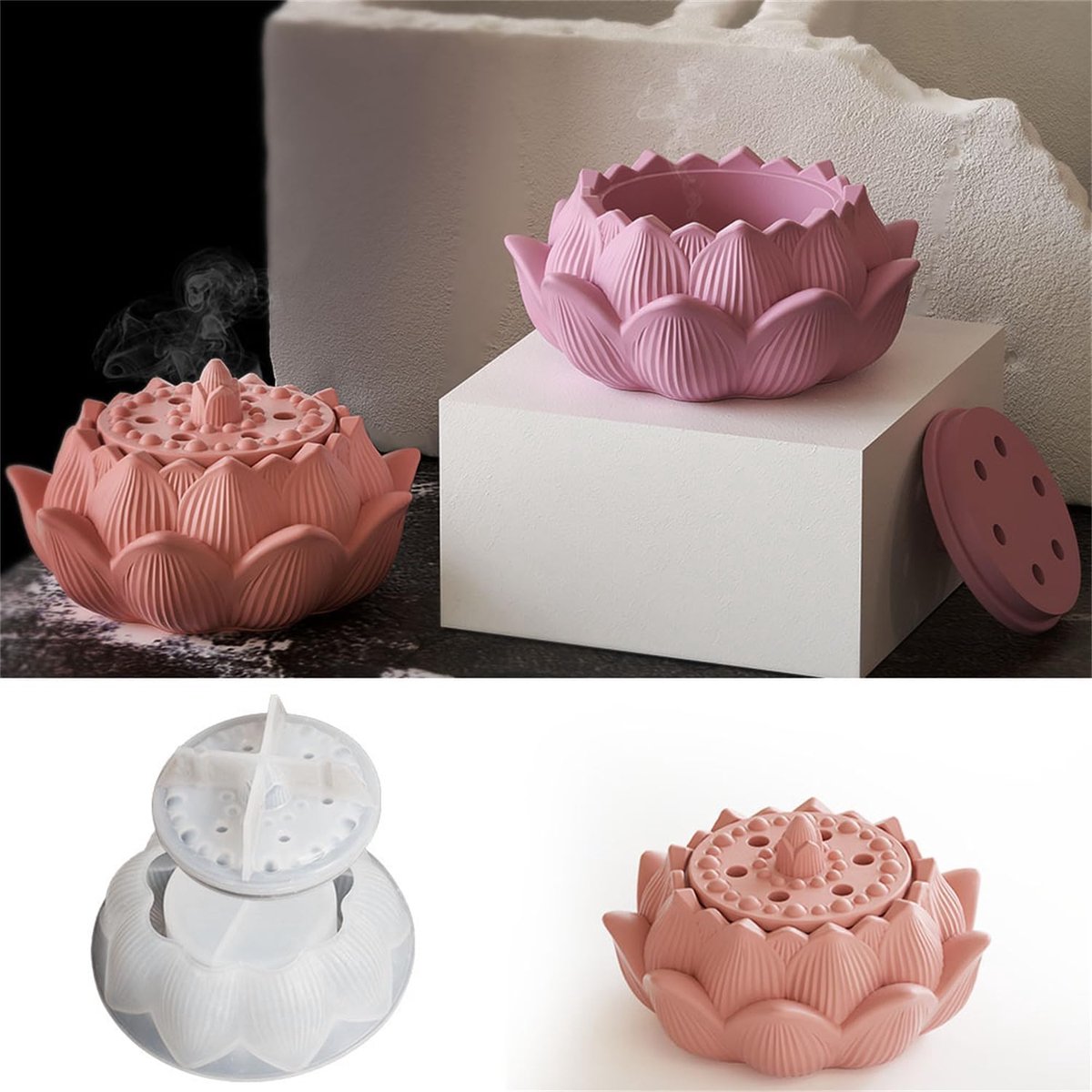 Kaarsenhouder, siliconen vorm, set van epoxyhars, doe-het-zelf, gietvormen, voor sieraden, cosmetica, opbergdoos, kaars, bloempot