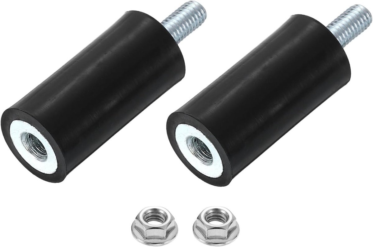 Rubberen buffers, 2 stuks, M5 x 15 mm, 15 x 30 mm, natuurrubber met schroef, verzinkt staal, anti-vibratiebuffer voor luchtcompressoren, pompen, motoren, industriële machines