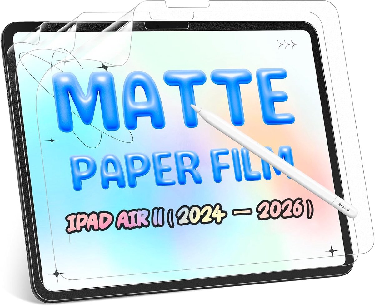 3 stuks papieren folie, compatibel met iPad Air 7/6e Gen 11 inch 2025/2024, matte papierfolie, beschermfolie, displaybescherming, folie, niet-verblindend feel-papier, PET-schermbeschermer voor