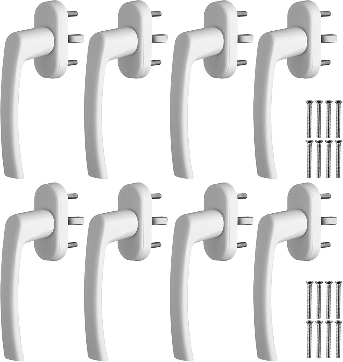 4 Paar Aluminiumlegering Raamhendel Zonder Sluitcilinder, 8 Stuks Scharnierende Raamdeurgrepen 35 mm met Schroeven voor Doe-het-zelf Antidiefstalbeveiliging - Wit