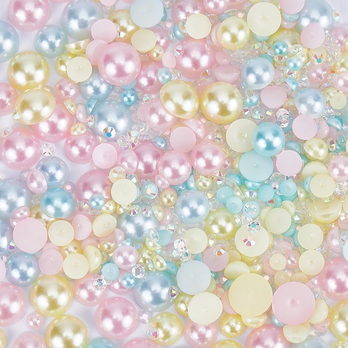 Plaksteen Parels en Strass Set 3mm-10mm Gemengde Maat Roze Blauw Geel Half Ronde Platte Rug Hars Strass Multi Kleur Bulk voor Ambachten Kunst Gezicht Sieraden Nail Schoenen Decoratie Make-up