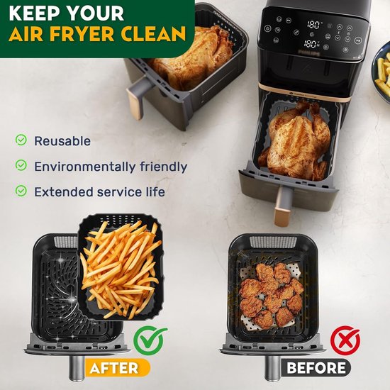 Accessoires voor heteluchtfriteuse, airfryer accessoires voor Philips Airfryer 4000 Series Stacked Dual Basket 10L, siliconen mal accessoires voor Philips NA460/NA462 10L, Air Fryer siliconen bakvorm — afbeelding 3
