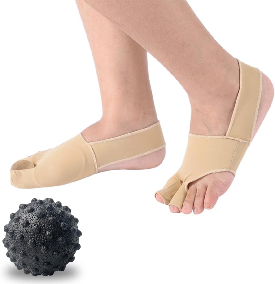 2 Stuks Bunion Corrector Teen Spreider Hallux Valgus Voetsleeve Teen Corrector Voorvoet Beschermer Met Massagebal Voor Dagelijks Dragen Wandelen Sport en Ontspanning (L)