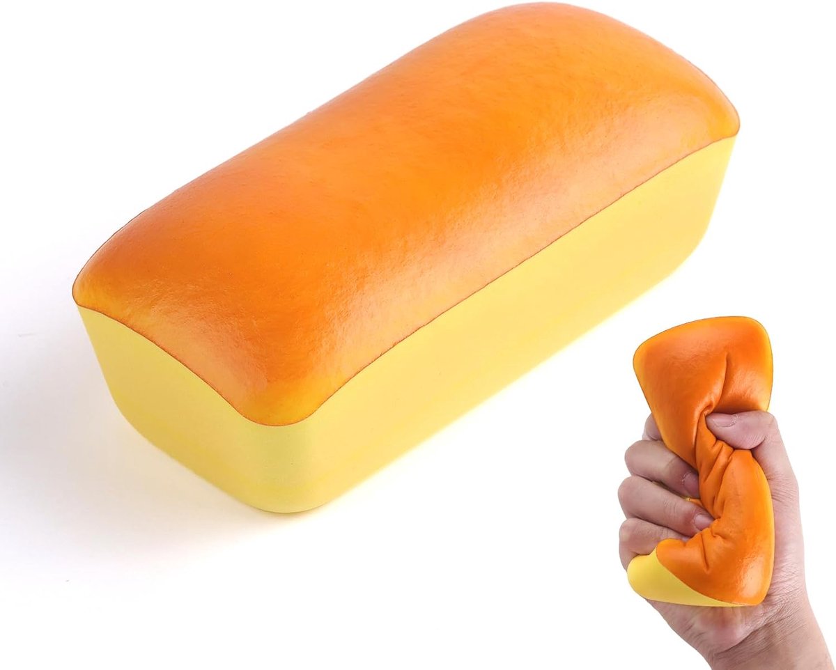 Knijpspeelgoed, 15,5 cm, lang gevormd boterbrood, langzaam stijgend, geurend, stressverminderend, nep eten, schattig knijpspeelgoed