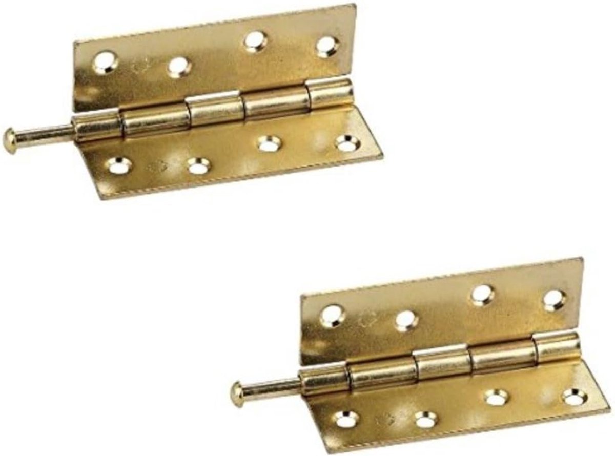 Hardware BH03837 scharnier met losse pen, galvanisch messingd 100 mm (verpakking à 2), wit, 2 stuks