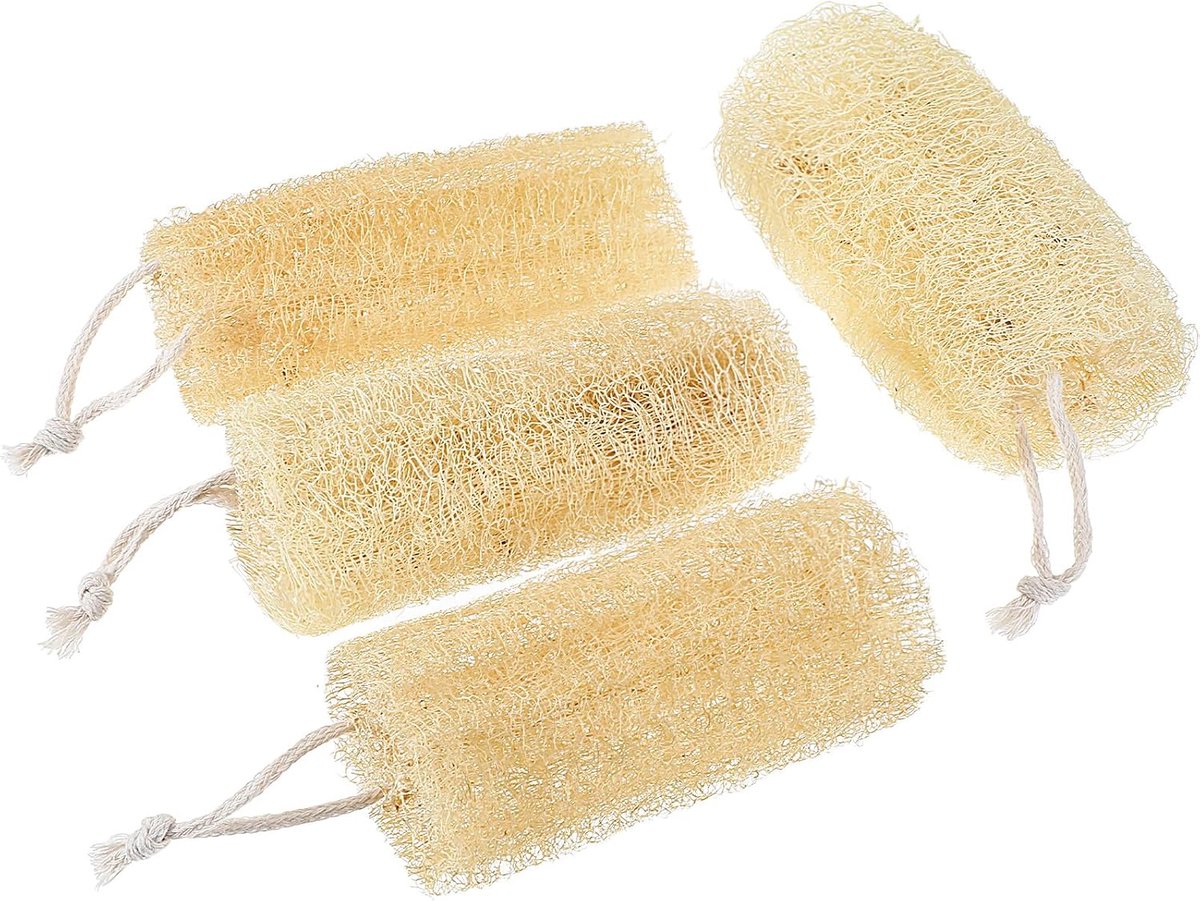 4 stuks natuurlijke luffa sponsenset kleurstofvrij exfoliërende body scrubber organische luffa alle doeleinden huishoudelijke plantaardige luffa sponzen voor vrouwen en mannen in doucheborden